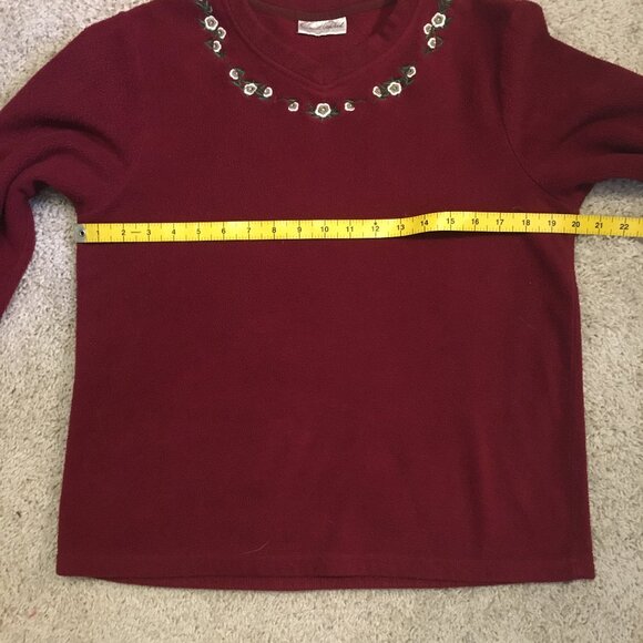 Carroll Reed Red Embroidered Fleece Pullover Sweater Large - Picture 13 of 16